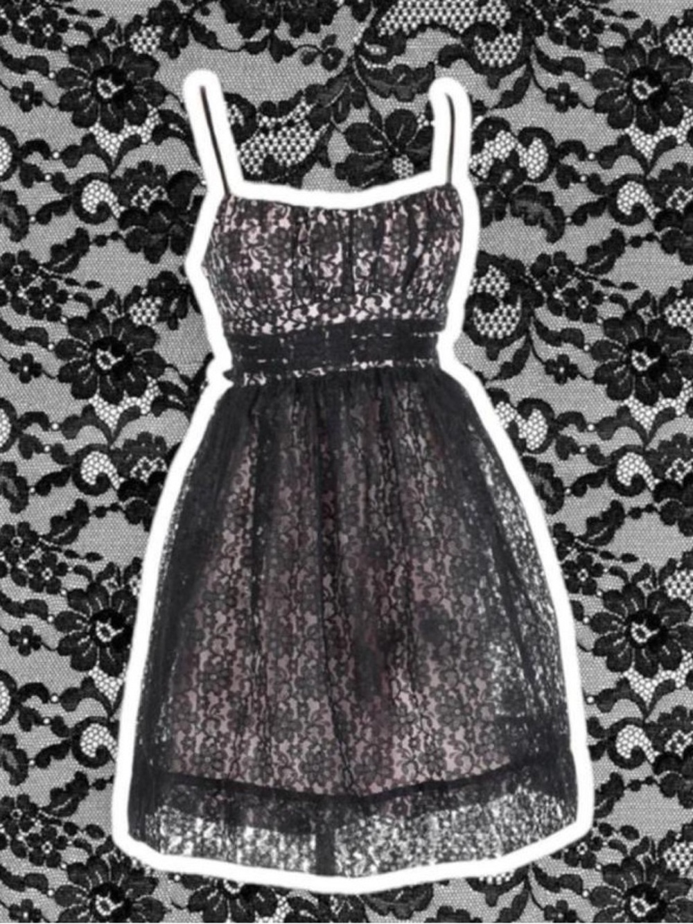 Ruby Rox Black Lace Overlay Spaghetti-Strap Dress
